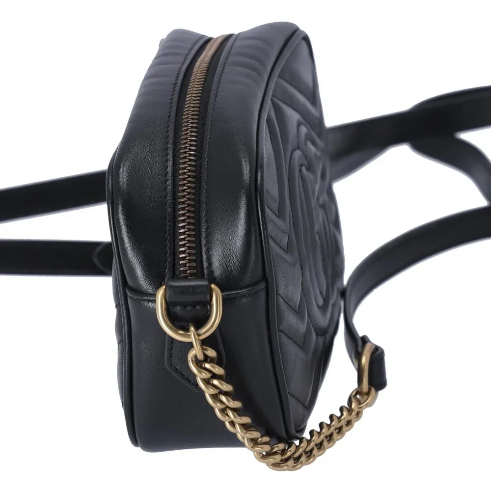 GUCCI GG Marmont Shoulder Bag 448065 Black Leather - Picture 3 of 8